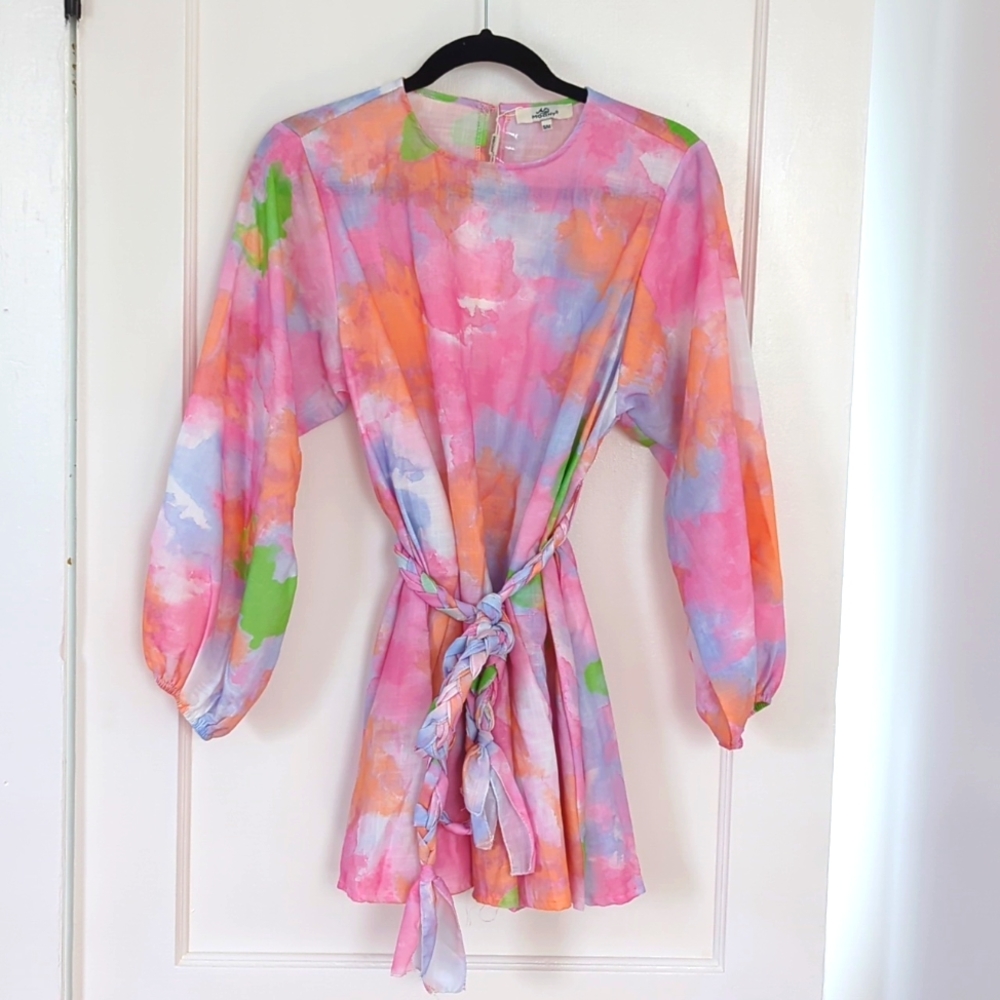 Women's Mochy Pink Tie-Dye Mini Dress Size S/M NWT